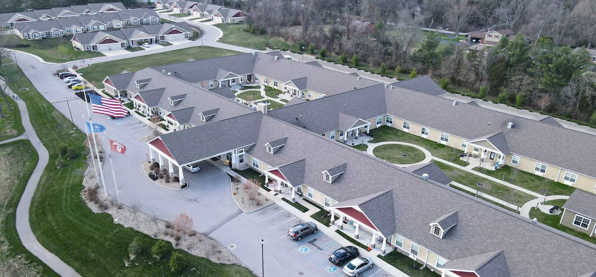 Aerial view of the entire Gentry Park Senior Living campus