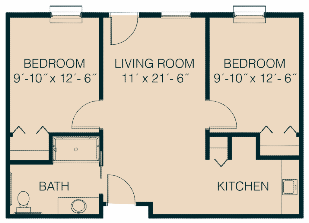 Assisted Living 2 Bedroom Floor Plan - Fairfax Model