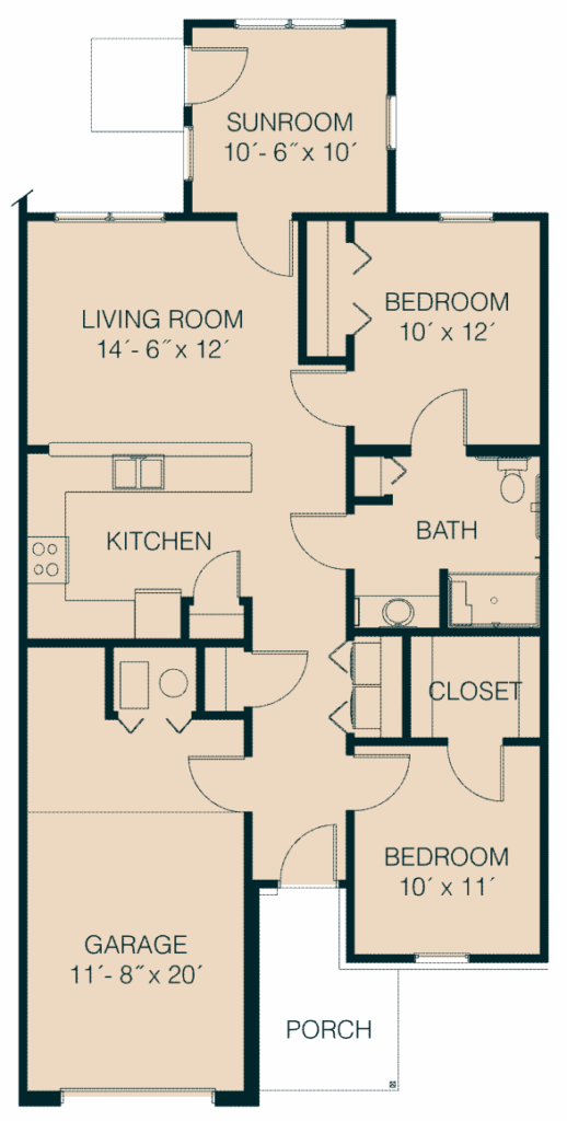 Garden Home 2 Bedroom Floor Plan - Winslow Model